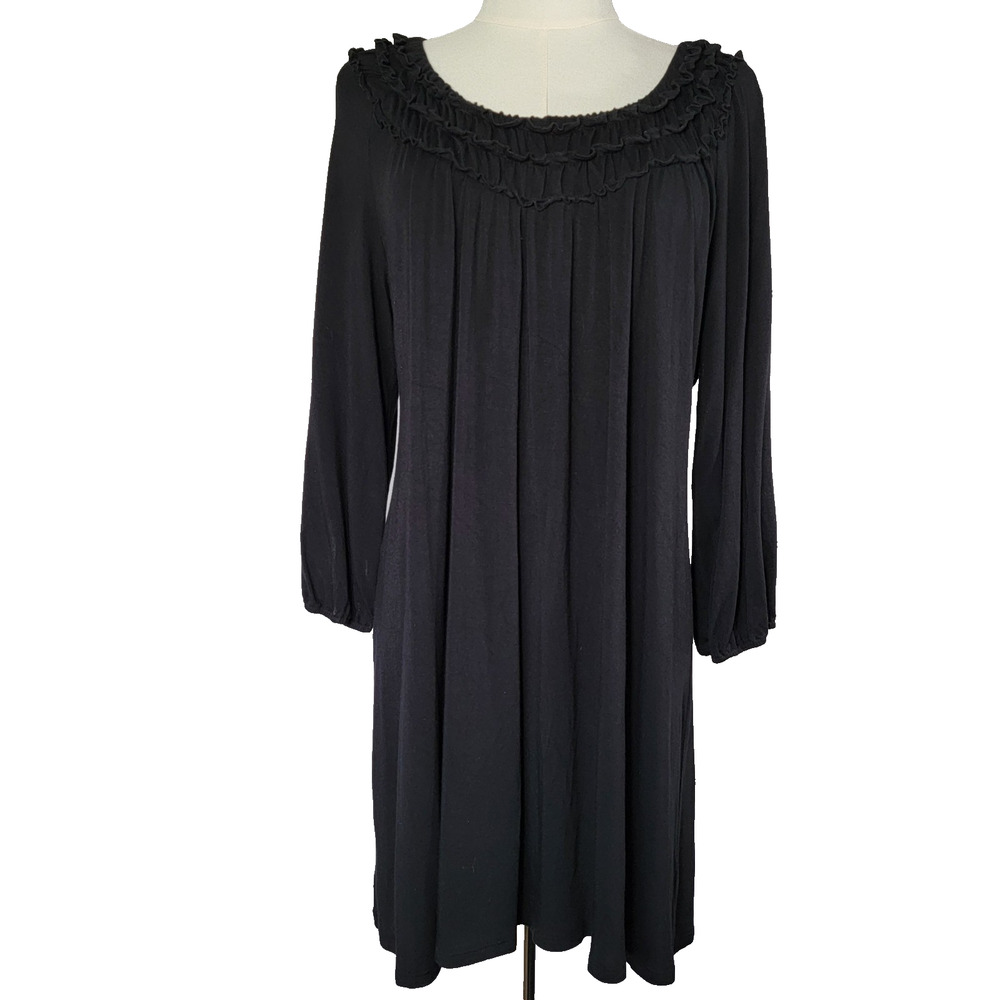 Black Maternity Tunic Women L Stretchy Lightweight Whimsygoth Witchy Office Work